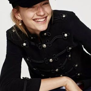 Zara Military Army Toggle Velvet Black jacket